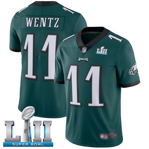 Men Philadelphia Eagles 11 Carson Wentz Midnight Green Team Color Vapor Untouchable NFL Jersey Limited